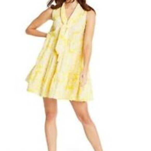 LISA MARIE FERNANDEZ YELLOW WHITE FLORAL DESIGN TIERED LOOK DRESS SIZE 1X - Picture 1 of 4